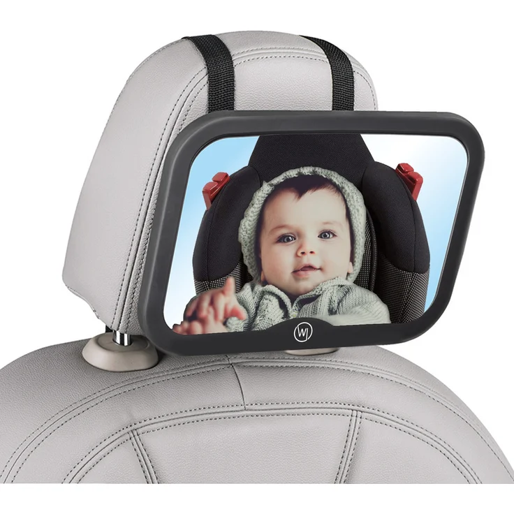 Wicked Chili Auto Baby Spiegel mit Baby on Board Schild, Rücksitzspiegel bruchsicher XXL Sichtfeld 21,5 x 14,5 cm – Bild 2