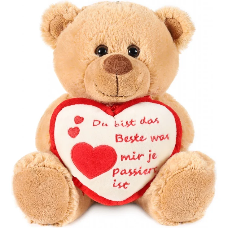 Teddy Plüschbär mit Herz - Du bist das Beste was mir je passiert ist - Kuscheltier Schmusetier - 25 cm