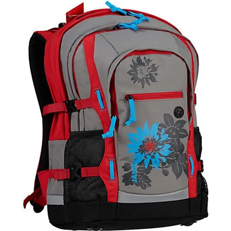 4YOU Schulrucksack Jump - Motiv: Garden, 47 cm, 30 Liter, 1,2 kg - Farbe: grau,rot