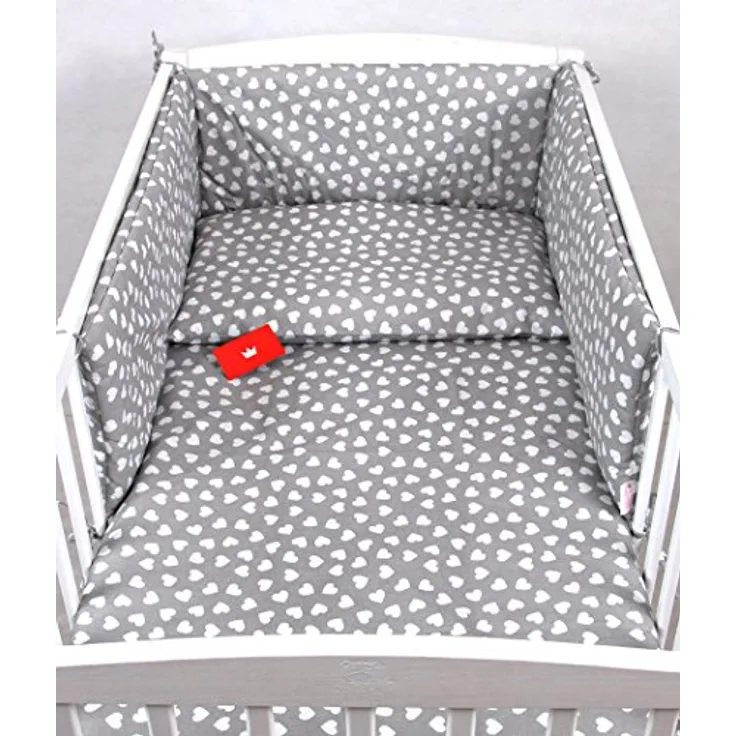 Babylux 'Herzen Grau' Kinderbettwäsche 40x60/100x135 cm