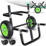 KESSER® Surfwagen Surfboard Transportwagen für SUP-Board Stand Up Paddle Board Transport Kajakwagen - klappbar gepolstert - 10 Zoll PU-Reifen Alu - inkl. 2 Sicherungsgurte Silber / Schwarz, Doppel