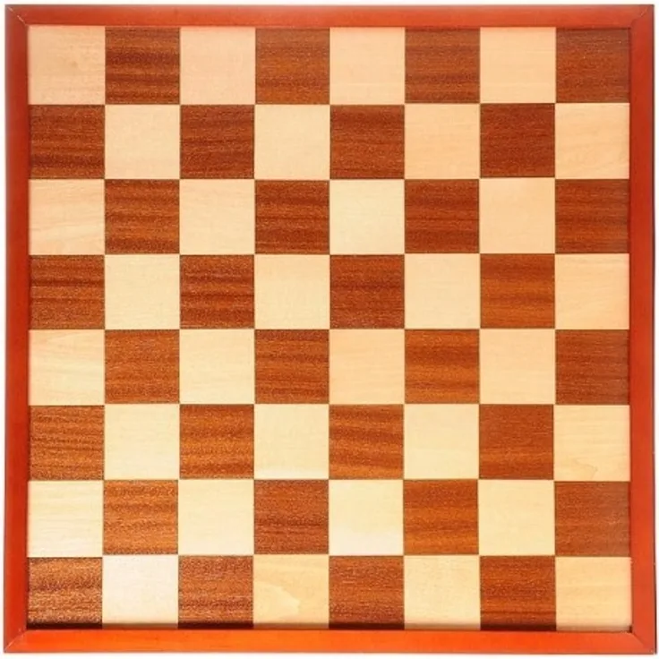 dame und Schachbrett 42 x 42 cm Holz braun/natur