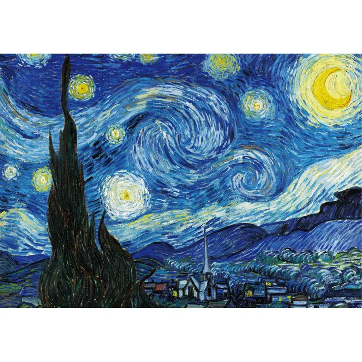 Puzzle 1000 Teile Erwachsene Sternennacht von Vincent Van Gogh 70 x 50 cm Puzzles für Erwachsene Klassische Puzzles 1000 Teile Erwachsene Van Gogh Puzzles Schwer Erwachsene Kinder 1000 Teile