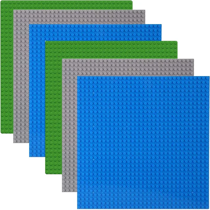 6 Kompatibel mit Bauplatte Lego Classic, Platten-Set Bauplatte Kompatibel mit Meisten Marken, Grundplatte,Grüne Blaue Graue Grundplatte,25. 5*25. 5cm