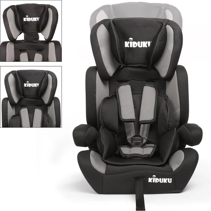 KIDUKU Autokindersitz, Schwarz/Grau, 9-36 kg (Gruppe 1/2/3) – Bild 3
