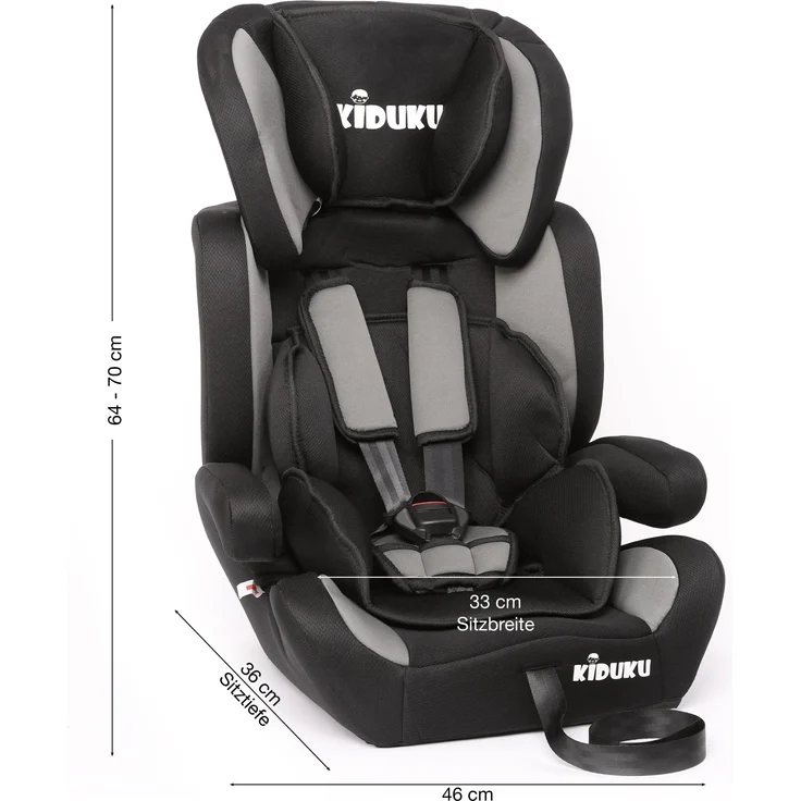 KIDUKU Autokindersitz, Schwarz/Grau, 9-36 kg (Gruppe 1/2/3) – Bild 2