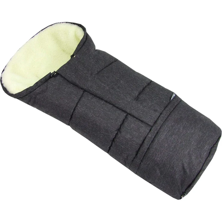 BAMBINIWELT Winterfußsack Fußsack für Kinderwagen, Buggy oder Schlitten, in Mumienform, aus Wolle, Größe anpassbar, MUMIE MELIERT (schwarz MELIERT)