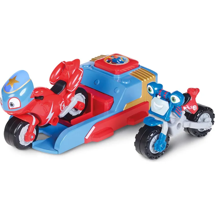 Ricky Zoom Ricky und Loop Launcher Spielset, Steel Awesome Edition mit Exklusiven Ricky & Loop Actionfiguren, Freistehende Kinder-Motorradspielzeuge für Jungen und Mädchen ab 3 Jahren