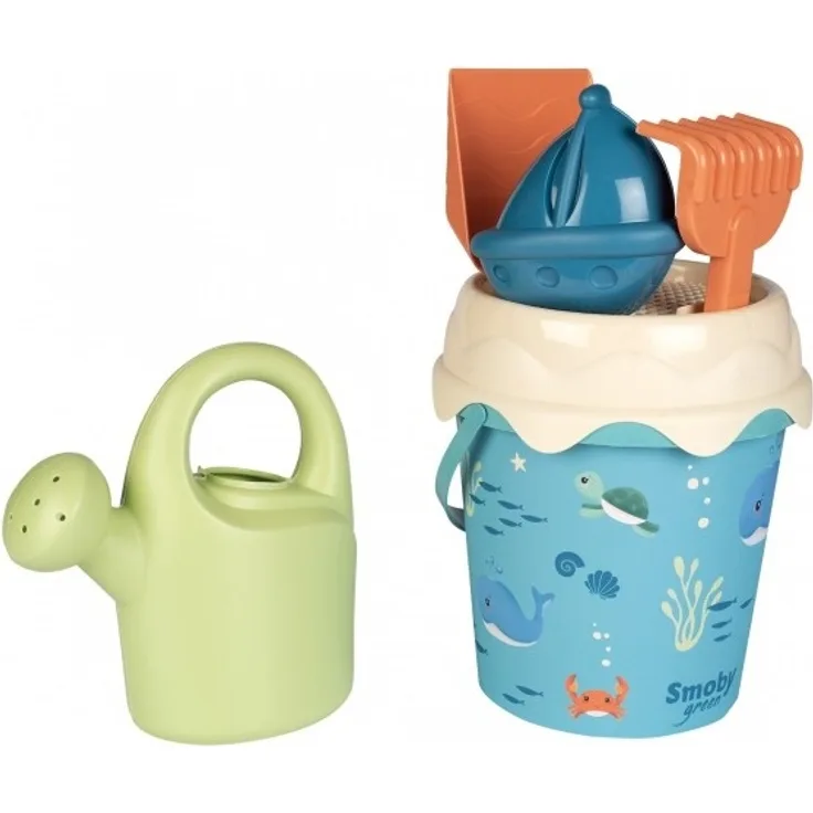 Smoby Smoby Green Bucket with sand accessories and bioplastic watering can