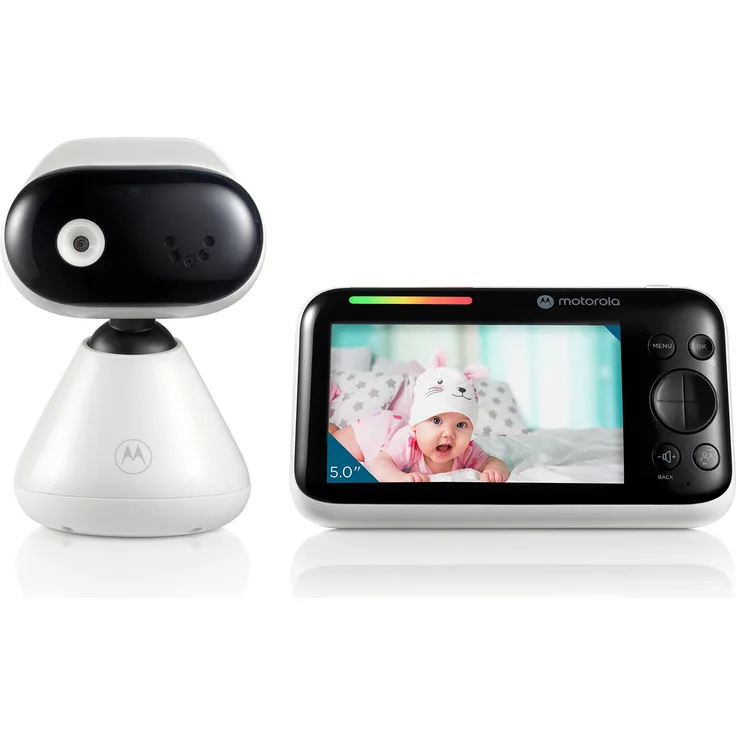 Motorola Nursery PIP1500 - Babyphone mit Kamera - 5" Elterneinheit - 2 Wege Kommunikation - Zimmertemperatur - Infrarot Nachtsicht - 300 m Reichweite, Weiß/Schwarz