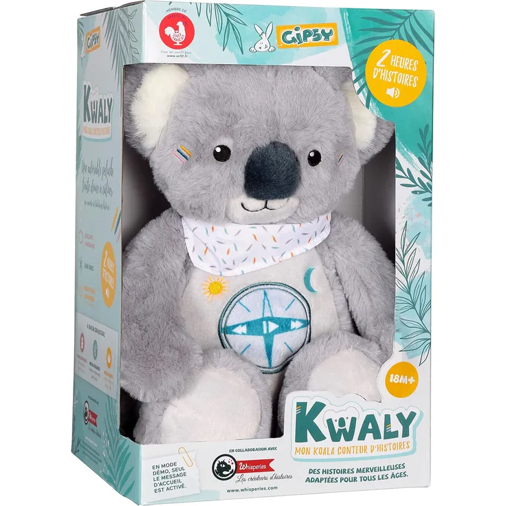 GIPSY Toys – Interaktives Plüschtier – Kwaly Koala Geschichtenerzähler – 2 Stunden wunderbare Märchen für Kinder von 2 bis 8 Jahren.