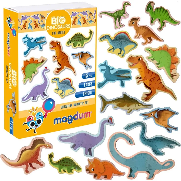 Magdum 15 Dinosaurier Spielzeug - Magnete Kinder für magnettafel - Magnet Spielzeug Kinder - Kühlschrankmagnete Kinder - Kühlschrank Magnete Set Kinder -Spielzeug ab 3 Jahre - Lernspiele ab 3 Jahre