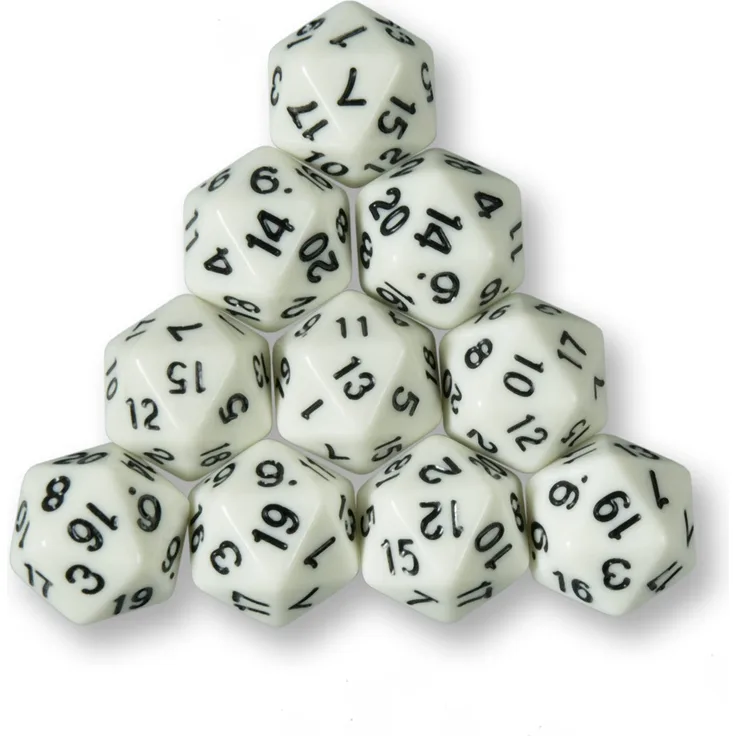 10x polyedrische W20 Würfel für Rollen- und Tabletopspiele (beige)