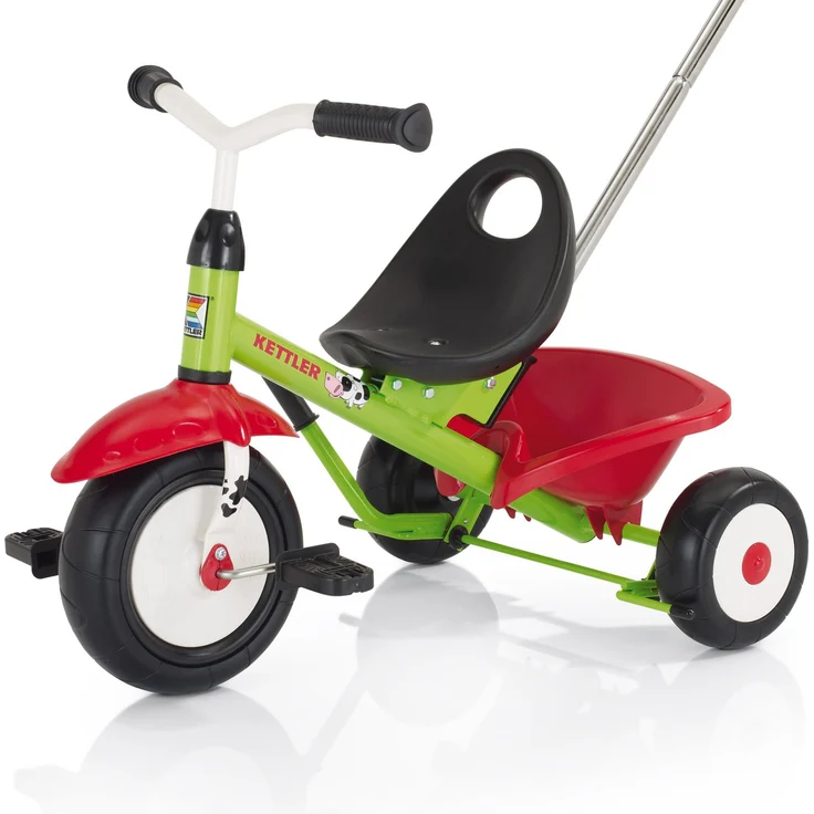 Kettler Funtrike Emma - das coole Dreirad mit Schiebestange - Kinderdreirad für Kinder ab 2 Jahren - stabiles Kinderfahrzeug inkl. kippbarer Sandschale - grün & rot – Bild 1