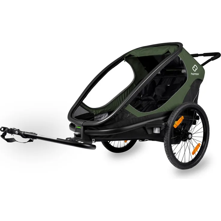 Hamax 'Outback' Kinderanhänger 2022 green/black, Zweisitzer