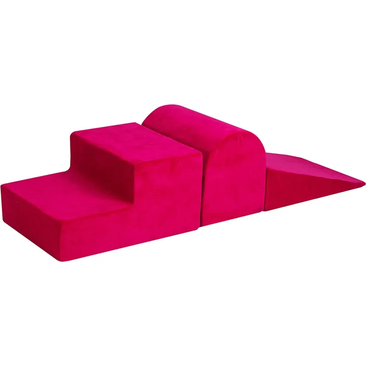 MEOWBABY Schaumstoff Bausteine für Kinder - Baby 3 Elemente Softbausteine Spielplatz 145x45cm, Samt, Magenta