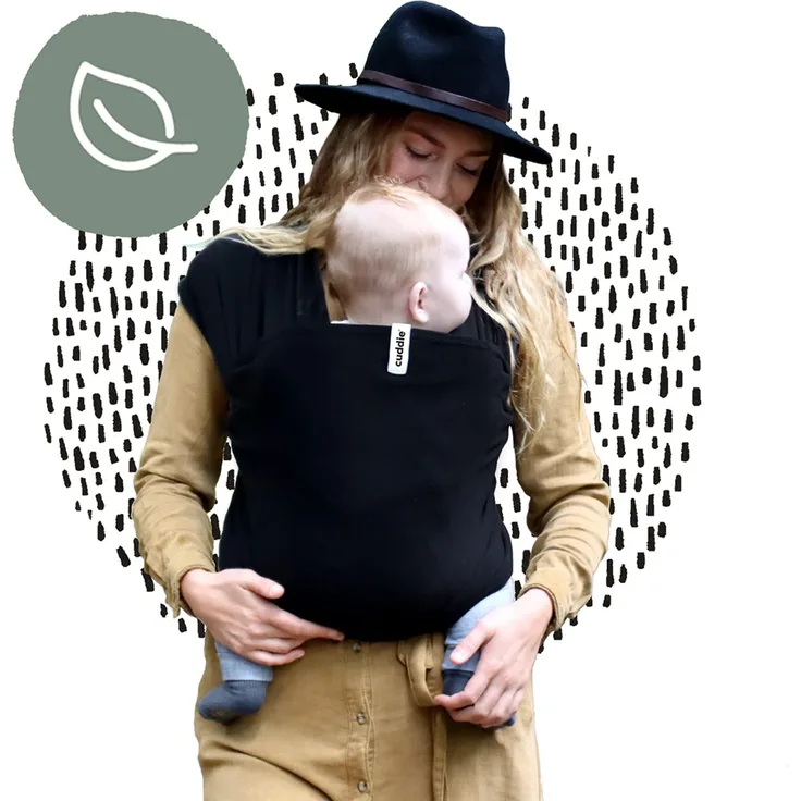 Cuddie Babytragetuch Schwarz | Premium Bio-Tragetuch für Neugeborene und Kinder | Alles in einem Babytrage | Geschenk Baby Wrap Carrier | Bis zu 15 kg | Verstellbar für alle Körpertypen (Schwarz)