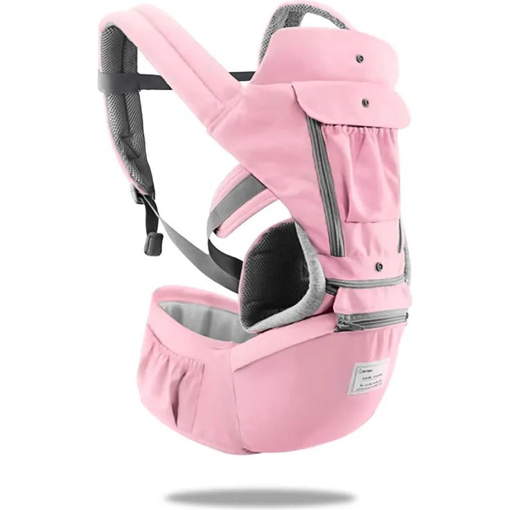 SONARIN 3 in 1 Multifunktion Hipseat Baby Carrier, Babytrage, Vorder und Rückseite,100% Baumwolle,Ergonomisch,Freie Größe(Rosa)