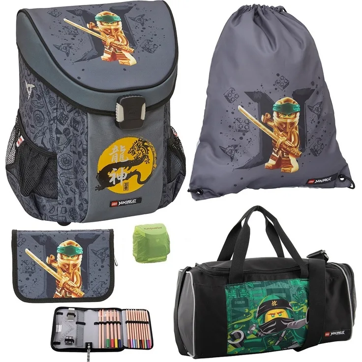 Lego Ninjago Schulranzen Set 5tlg. EASY GOLD Ranzen 1. Klasse mit Sporttasche