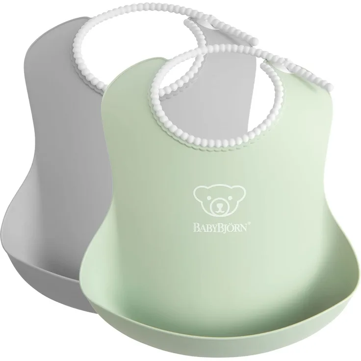BabyBjörn Lätzchen, 2er-pack, Grau/Blassgrün