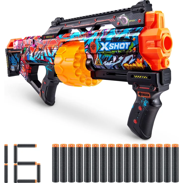 X-Shot Skins Last Stand, Graffiti, Schaumstoffdart-Blaster (16 Darts)