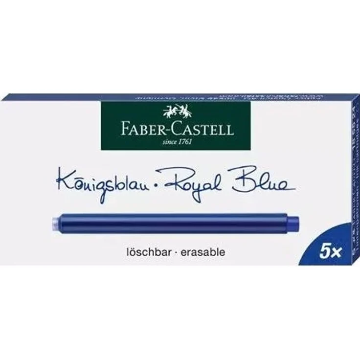 FABER-CASTELL Großraum-Standardtintenpatronen, 5x königsblau löschbar – Bild 1