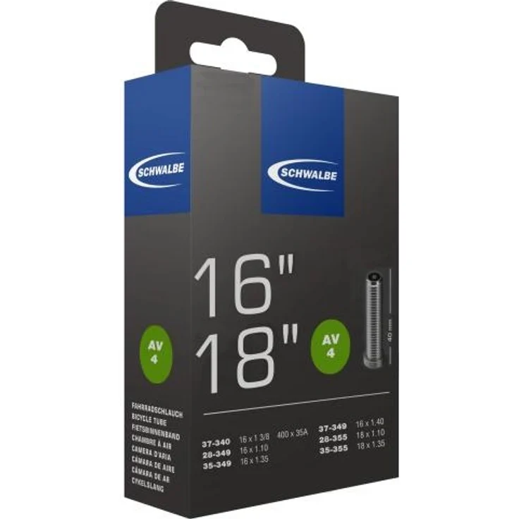 Schlauch Schwalbe AV4 16/18x1 1/8-1 3/8" 28/37-340/355 AV40mm