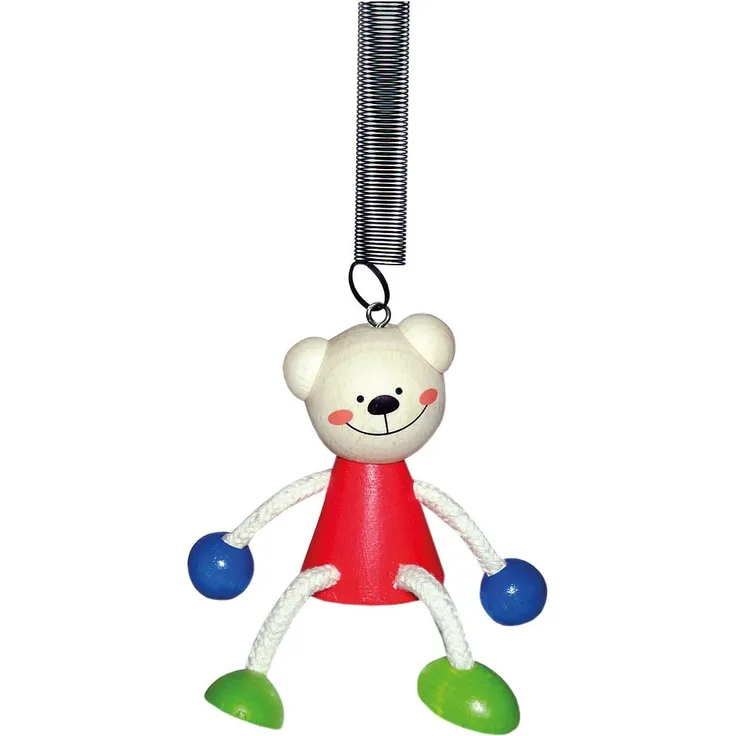 Hess Holzspielzeug 14717 - Schwingfigur aus Holz mit Metallfeder, Serie Bär, für Kinder ab 3 Jahren, handgefertigt, Geschenk zum Geburtstag, Weihnachten oder Ostern