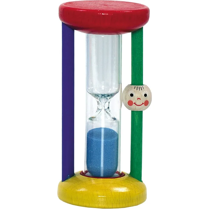 Hess Holzspielzeug 14538 - Zahnputzuhr aus Holz für Kinder, inkl. Sanduhr mit farbigem Sand, handgefertigt, zur täglichen Nutzung beim Zähneputzen