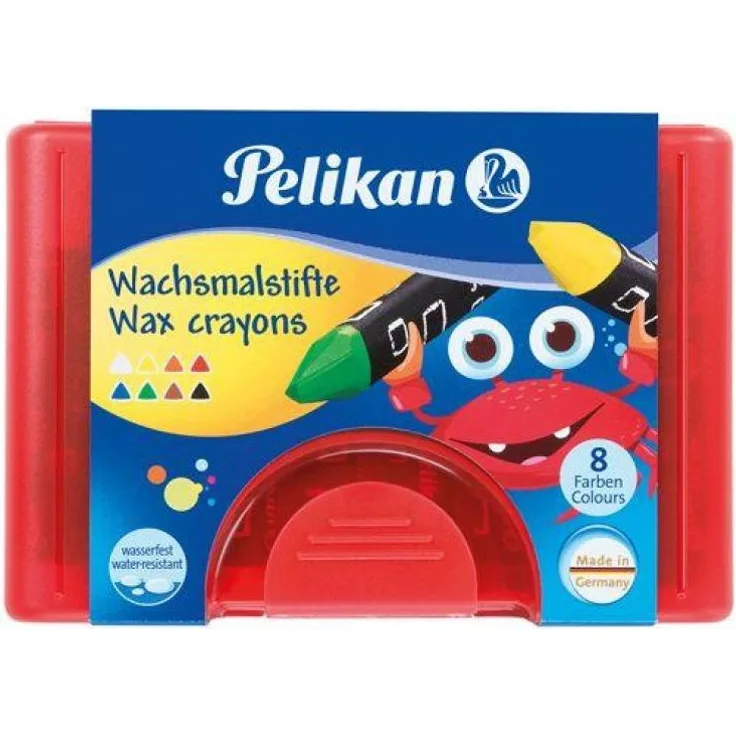 Pelikan Wachsmalstifte wasserfest dick dreieckig, 8er Set