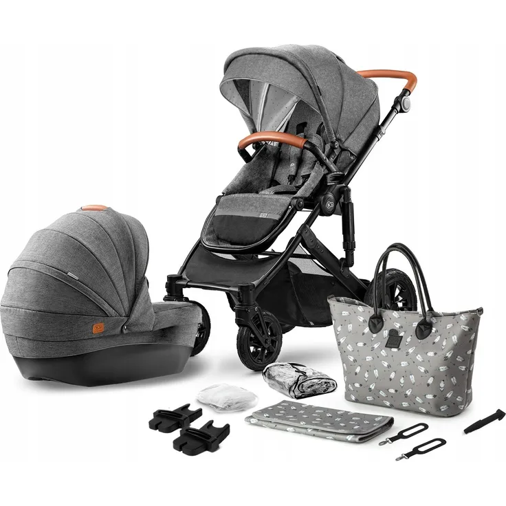 Kinderkraft 'Prime' Kombikinderwagen 2in1, Grey, mit Wickeltasche