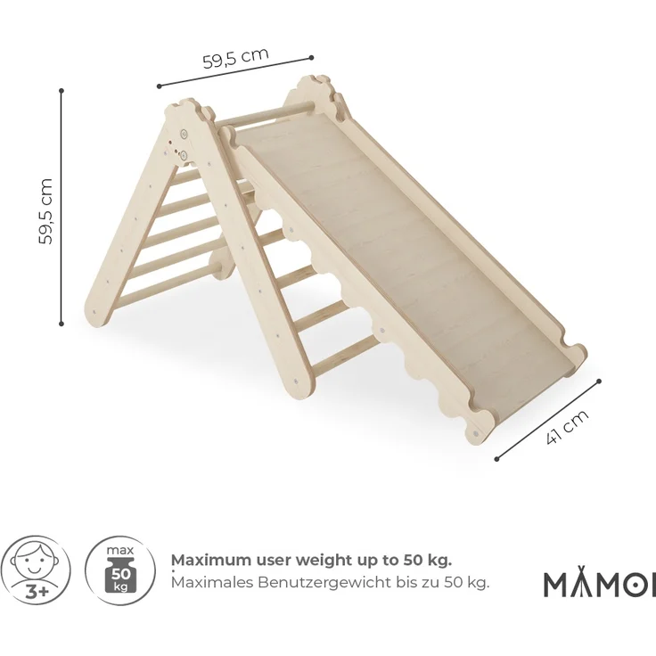 MAMOI® Kletterdreieck | Indoor Klettergerüst Kinder | Kletterdreieck mit Rutsche | Holz Klettergerüst Indoor | Klettern Kinder Indoor | Klettergerüst Indoor Kinder | CE | 100% ECO | Made in EU – Bild 9