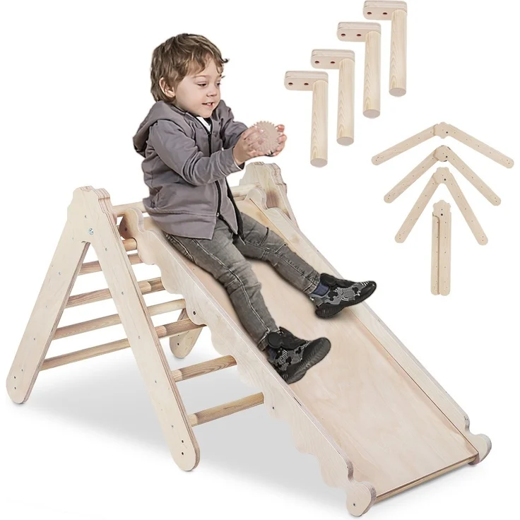 MAMOI® Kletterdreieck | Indoor Klettergerüst Kinder | Kletterdreieck mit Rutsche | Holz Klettergerüst Indoor | Klettern Kinder Indoor | Klettergerüst Indoor Kinder | CE | 100% ECO | Made in EU – Bild 1