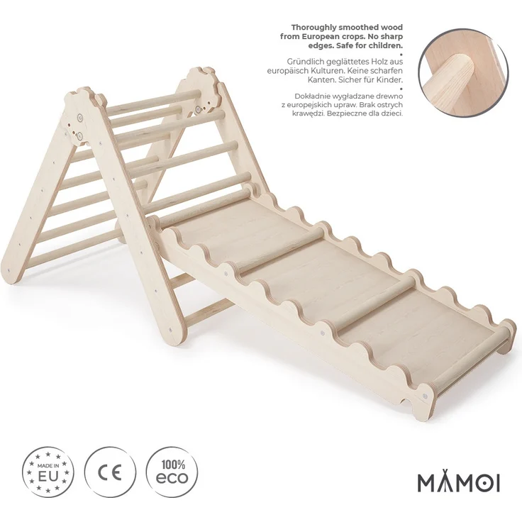 MAMOI® Kletterdreieck | Indoor Klettergerüst Kinder | Kletterdreieck mit Rutsche | Holz Klettergerüst Indoor | Klettern Kinder Indoor | Klettergerüst Indoor Kinder | CE | 100% ECO | Made in EU – Bild 10