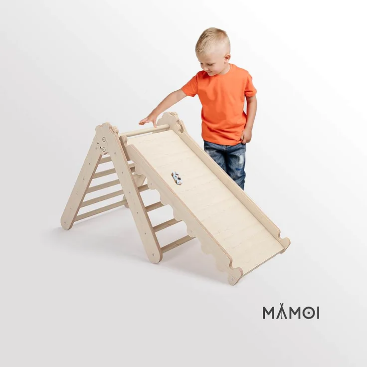 MAMOI® Kletterdreieck | Indoor Klettergerüst Kinder | Kletterdreieck mit Rutsche | Holz Klettergerüst Indoor | Klettern Kinder Indoor | Klettergerüst Indoor Kinder | CE | 100% ECO | Made in EU – Bild 12