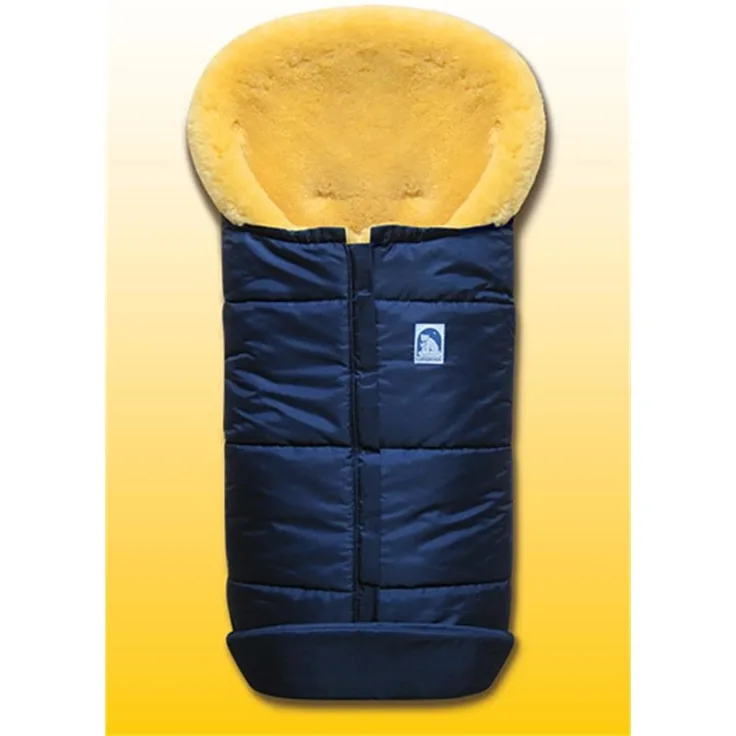 Heitmann Lammfellfußsack in marine blau, universell einsetzbar