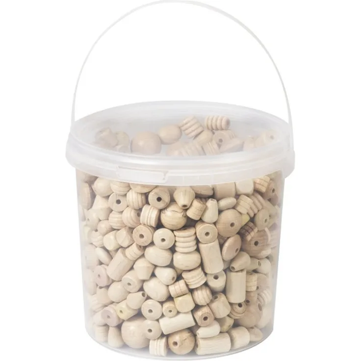 Knorr Prandell - Holzperlen im Eimer natur, seidenmatt, 1 kg