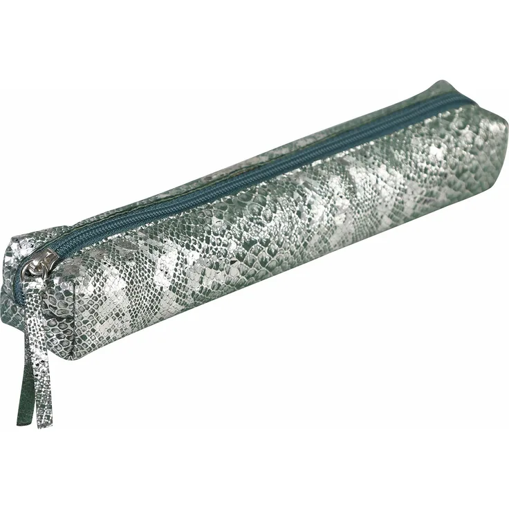 Clairefontaine 410014C ? EIN flaches Federmäppchen Céleste 11 x 22 cm aus echtem Lammfellleder mit speziellen Effekten, Lazer blau, Schlankes Federmäppchen