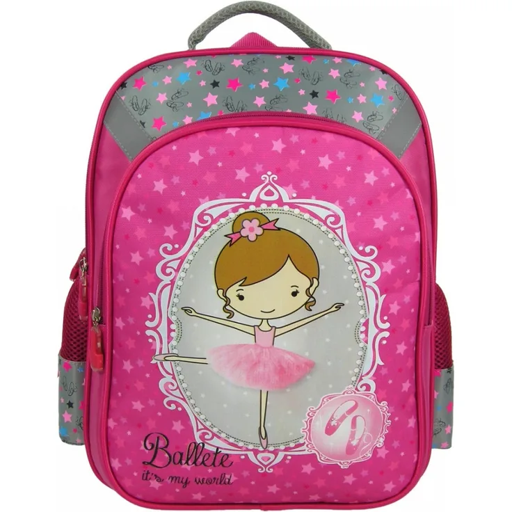 Derform 'Kinderucksack Ballerina', 39 x 29 x 17 cm, Rosa / Pink mit Sternen