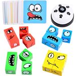Holz-Ausdruck Spielzeug Würfelpuzzle, Interaktives Knobelspiele Holzwürfel Spiel Puzzle Bauwürfel, Holzspiel Gesellschaftsspiel & Knobelspiel für Kinder als Familienspiel mit Klingel
