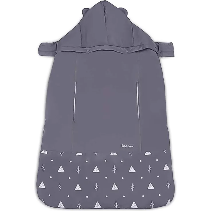SONARIN Universal All Seasons Regenschutz für Babytrage, Wintermantel warm, Fußsack, Winddicht, Wasserdicht, Abnehmbarer Hut(Grau)