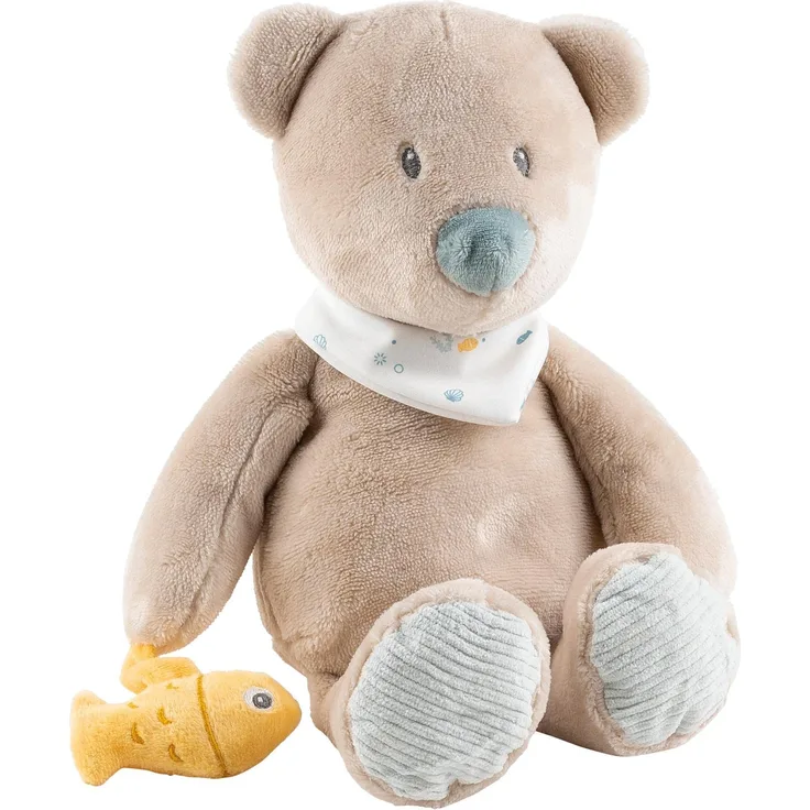 Nattou Kuscheltier aus Polyester, Bär Jules, Wegbegleiter ab der Geburt, Ca. 32 cm, Romeo, Jules und Sally, Beige