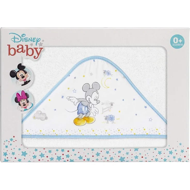 Interbaby MK004-11 Baby Kapuzenhandtuch Disney Mickey Counting Sheep - Weiss/Blau, blau, 200 g