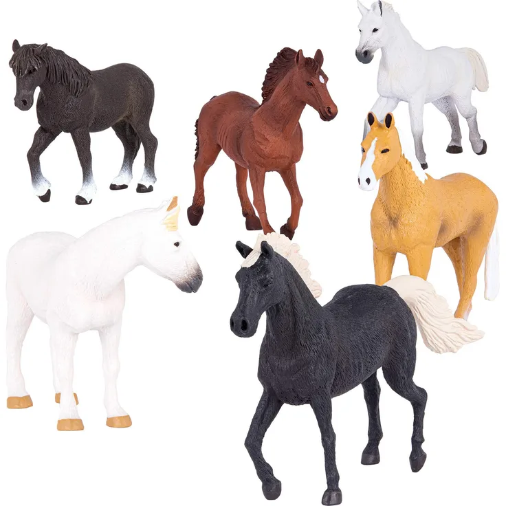 Terra 6 Pferde Figuren – Mustang, Araber, Isländer und mehr – Realistische Tierfiguren Set, Kinder Spielzeug für Mädchen und Jungen ab 3 Jahre