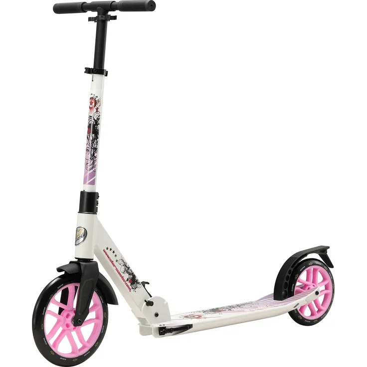 STAR SCOOTER Alu Kickscooter Tret Roller ab 8 Jahre | 255mm Kinder Roller, Weiß Lila