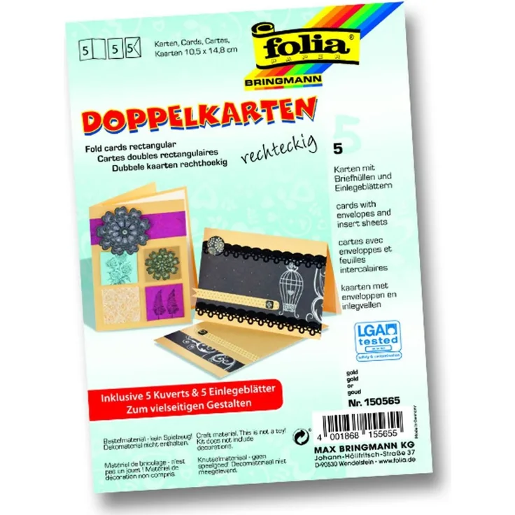 Glorex Doppelkarten 10,5 x 15 cm gold, 5 Stück