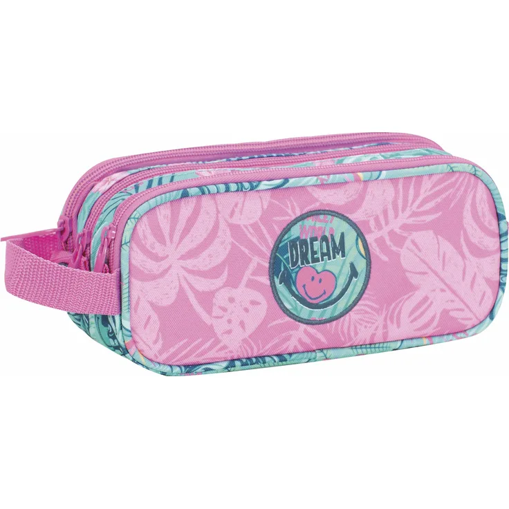 Federmäppchen Smiley Dream Federmäppchen mit DREI Reißverschlüssen, Federmäppchen für die Schule mit 3 Fächern mit großer Kapazität - Maße: 22,5 x 9,5 x 8 cm