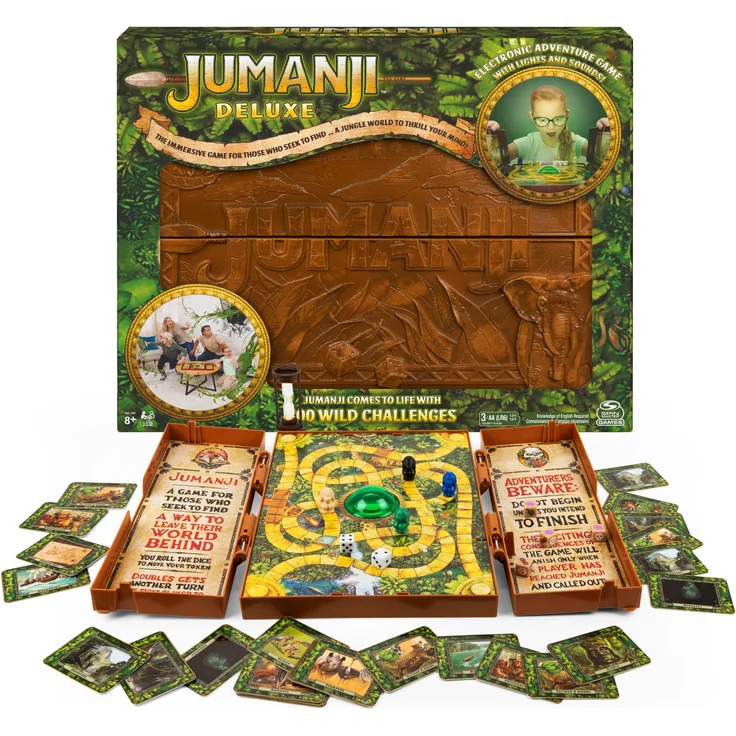 Spin Master Games 6061778 Jumanji Brettspiel mit Video-Mittelstück für Familien und Kinder ab 8 Jahren, Mehrfarbig