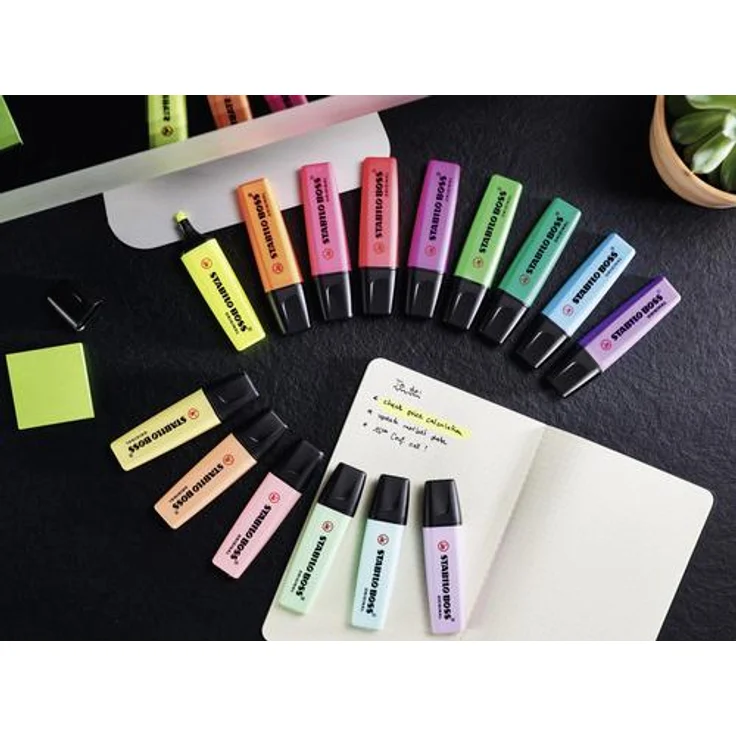 Textmarker - STABILO BOSS ORIGINAL - 15er Tischset - 9 Leuchtfarben, 6 Pastellfarben – Bild 8