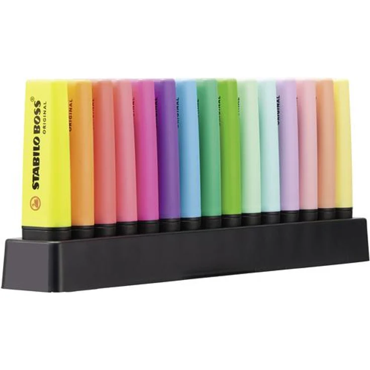 Textmarker - STABILO BOSS ORIGINAL - 15er Tischset - 9 Leuchtfarben, 6 Pastellfarben – Bild 3